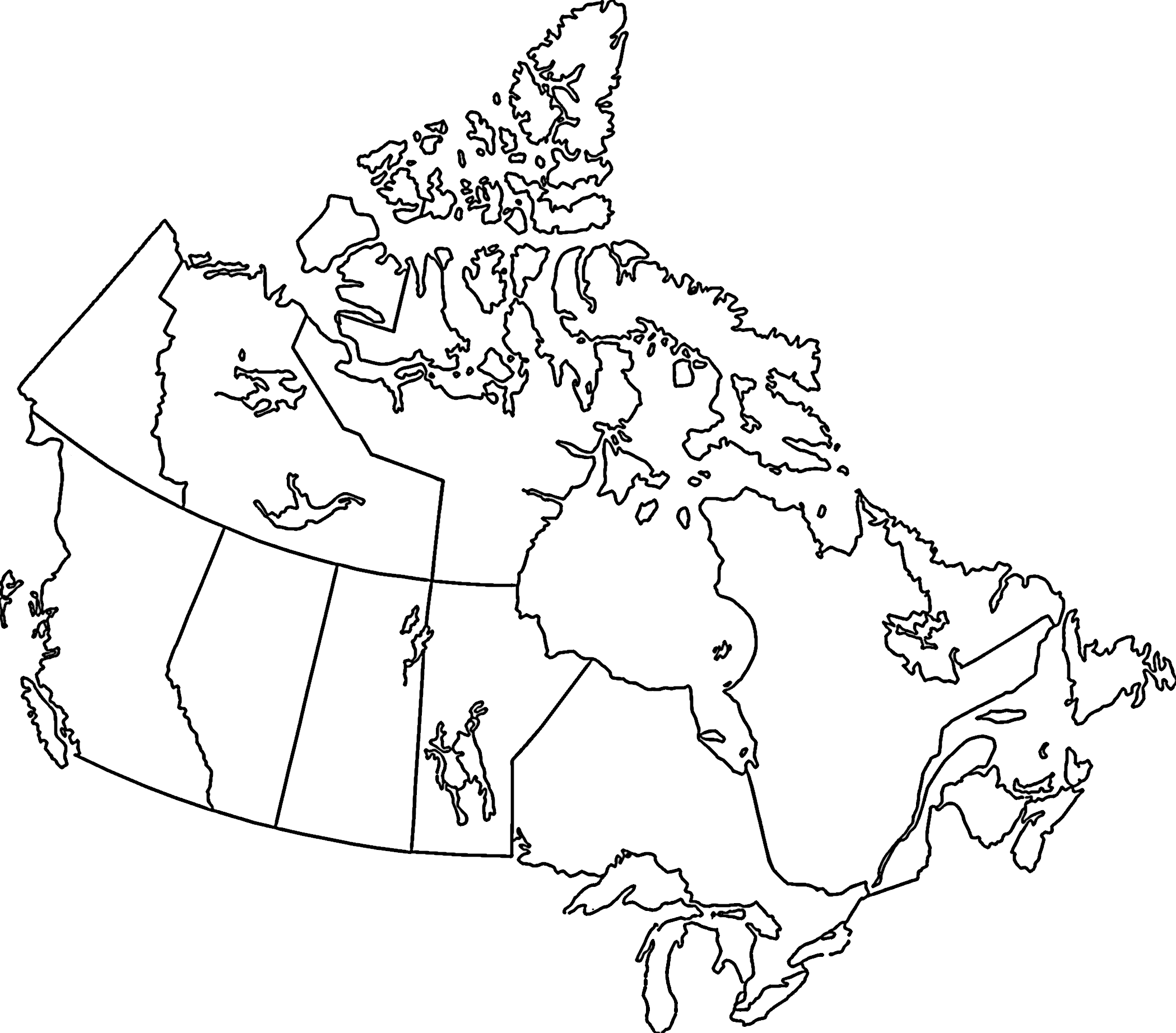 Clear Simple Outlined Map Of Canada Peters Useful Crap